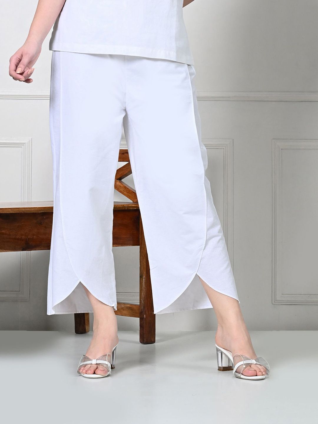 Laado - Pamper Yourself Women Wide Leg Slip-On Woven Palazzos