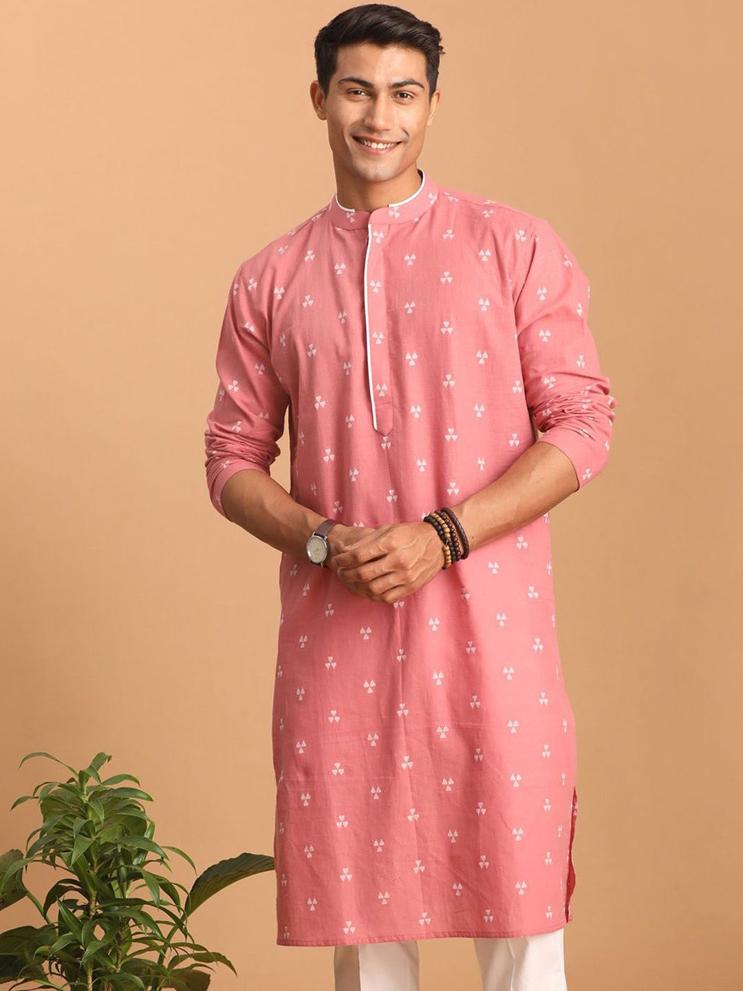 VASTRAMAY Geometric Printed Cotton Straight Kurta-image-5