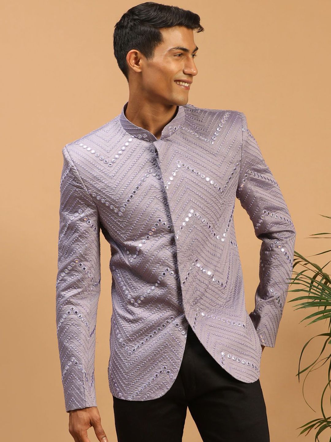 VASTRAMAY Embellished Single-Breasted Bandhgala-picture-33