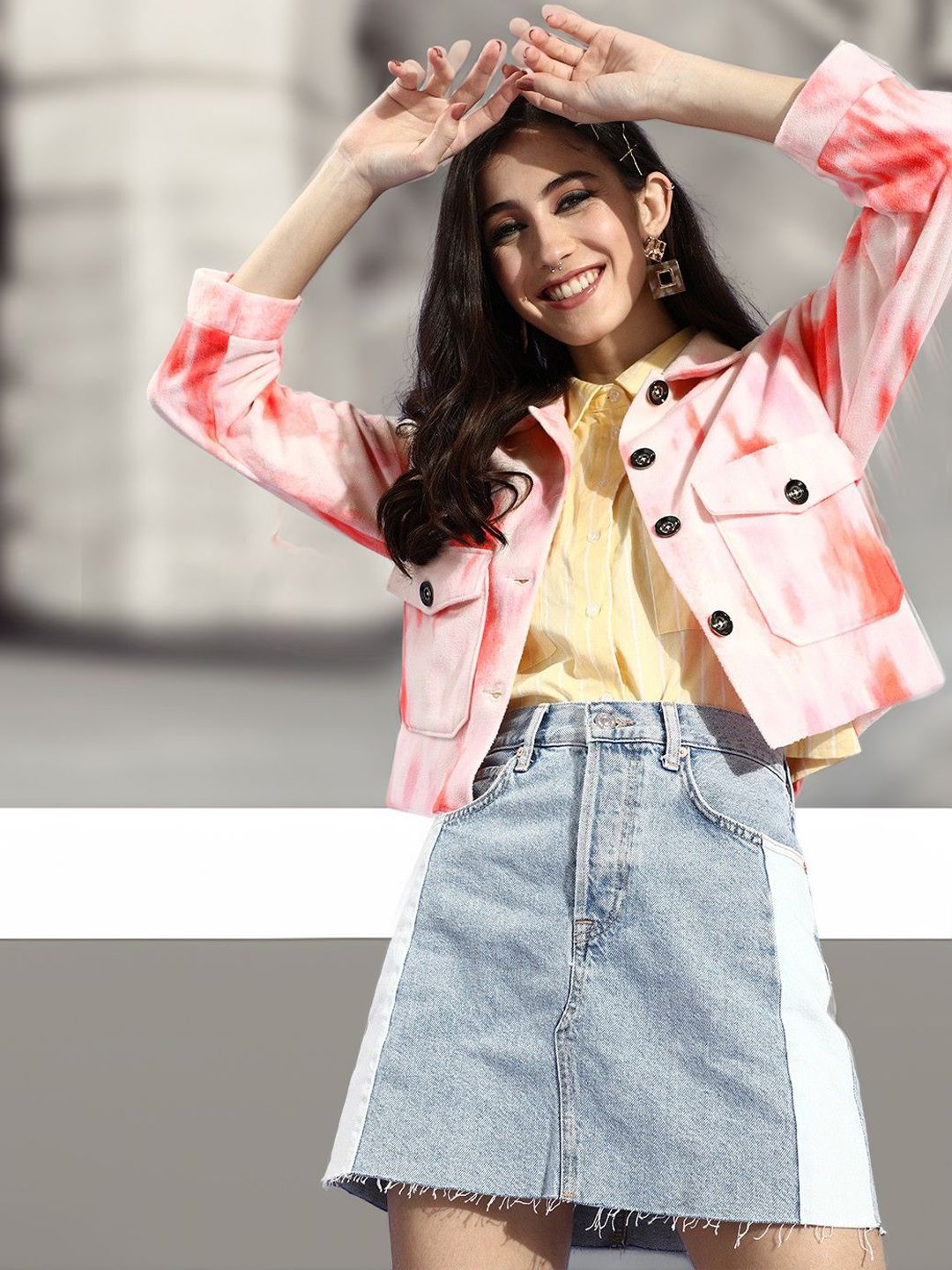 STYLECAST X KASSUALLY Women Tie and Dye Lightweight Crop Tailored Jacket-picture-32