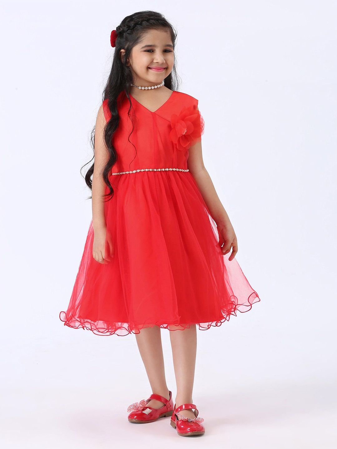 mark & mia Mark and Mia Girls Solid Applique Fit and Flare Dress-picture-40