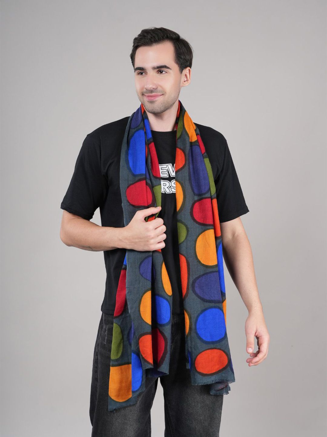 MUFFLY Unisex Woollen Geometric Printed Stole-picture-19
