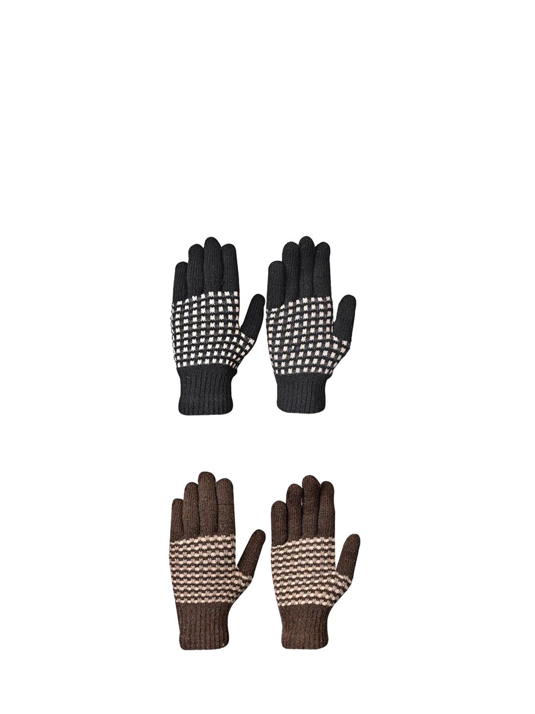 LOOM LEGACY Men Checked Acrylic Winter Gloves-picture-25