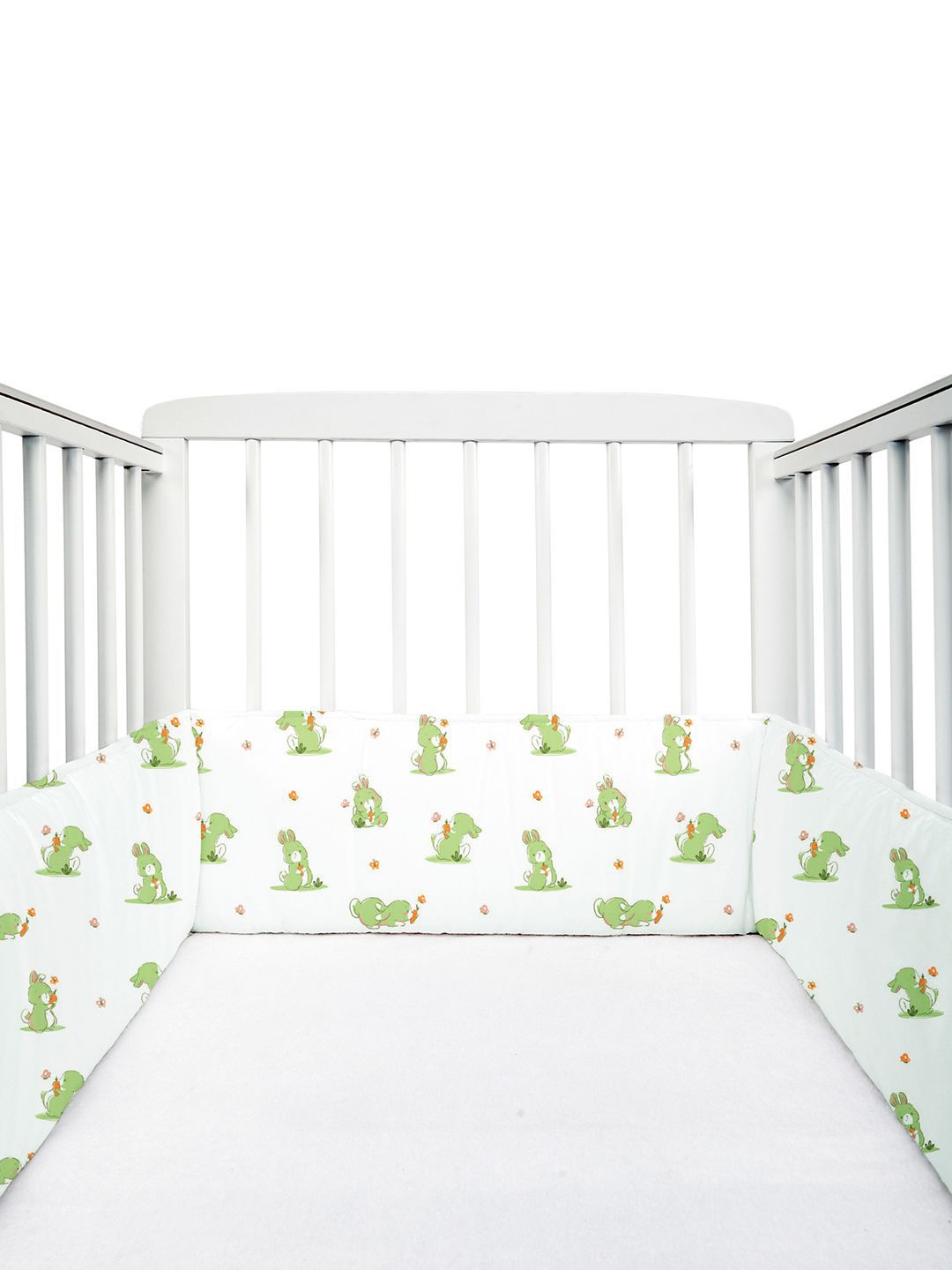 The White Cradle Infants White & Green Printed Organic Cotton Cot Bumper-picture-14