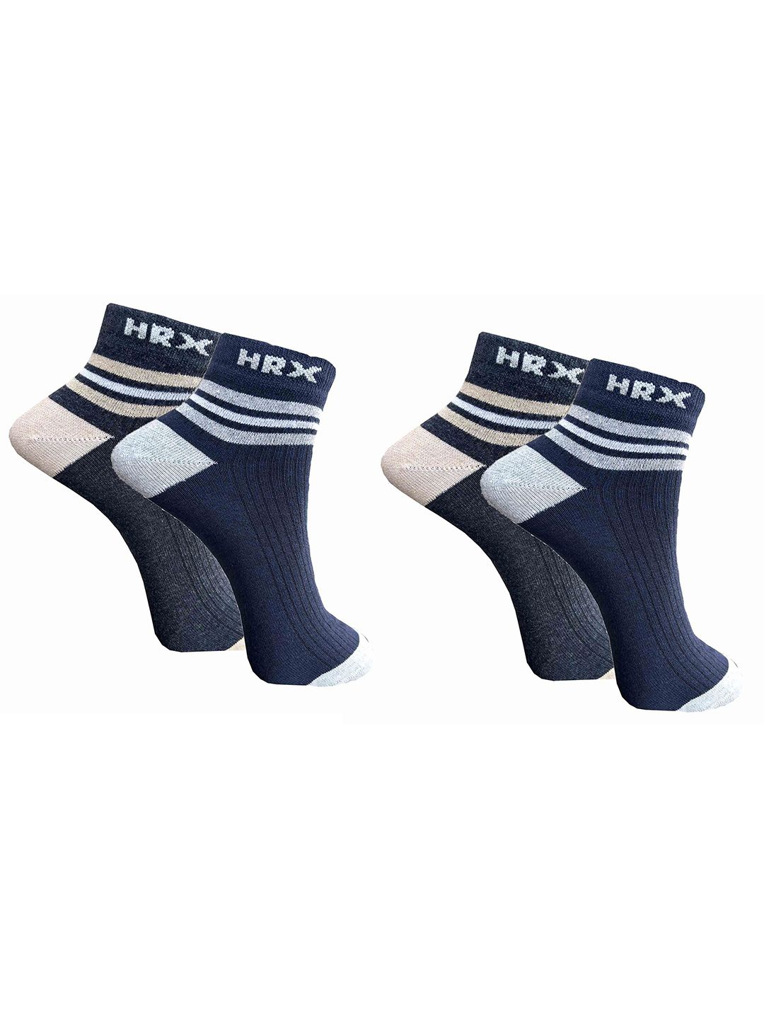 HRX by Hrithik Roshan Unisex Pack Of 4 Patterned Ankle-Length Socks-picture-18