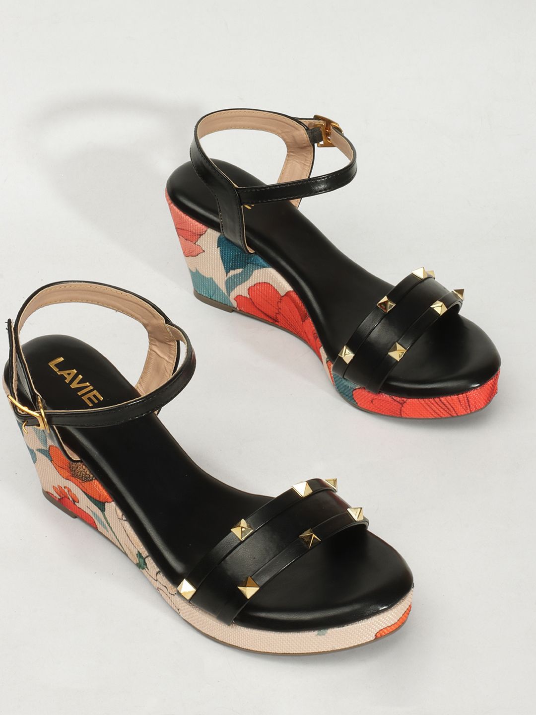 Lavie Women Printed Kitten Pumps with Buckles-picture-41