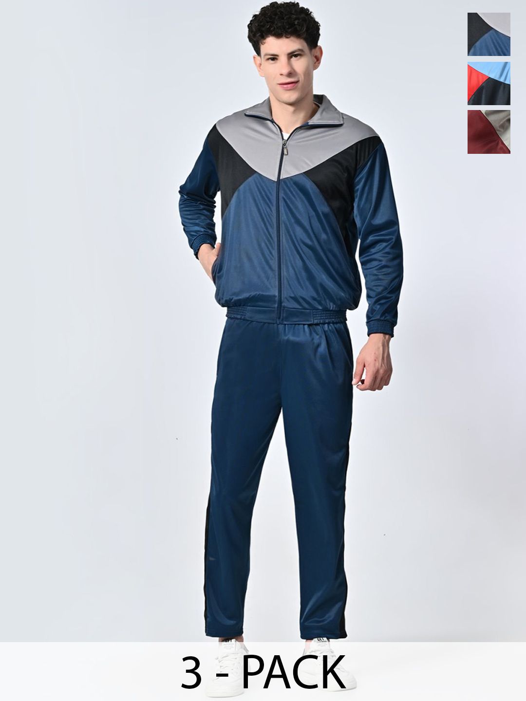 BAESD Men Pack Of 3 Mock Collar Long Sleeves Tracksuits-picture-25