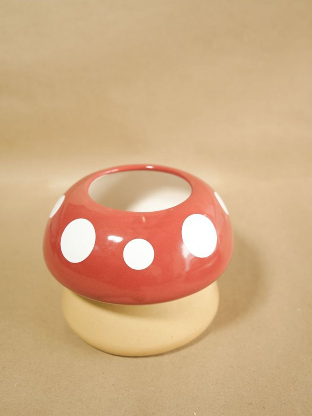 ArteCasa Red & White Ceramic Mushroom Design Planter-picture-15
