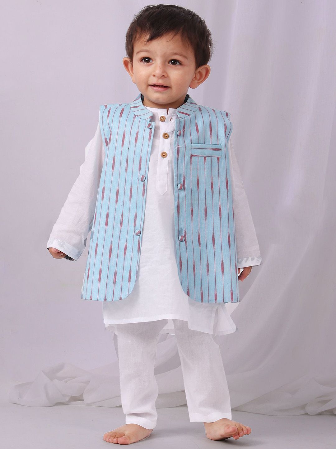 TJORI Boys Printed Pure Cotton Nehru Jacket-image-23