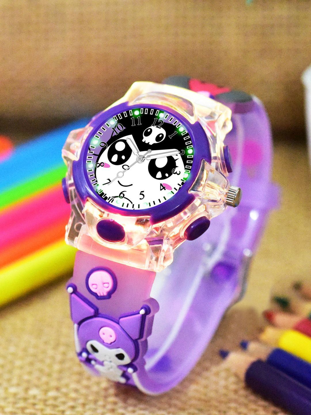Shocknshop Girls Printed Dial & Straps Analogue Watch 337 Kuromi Purple-picture-44