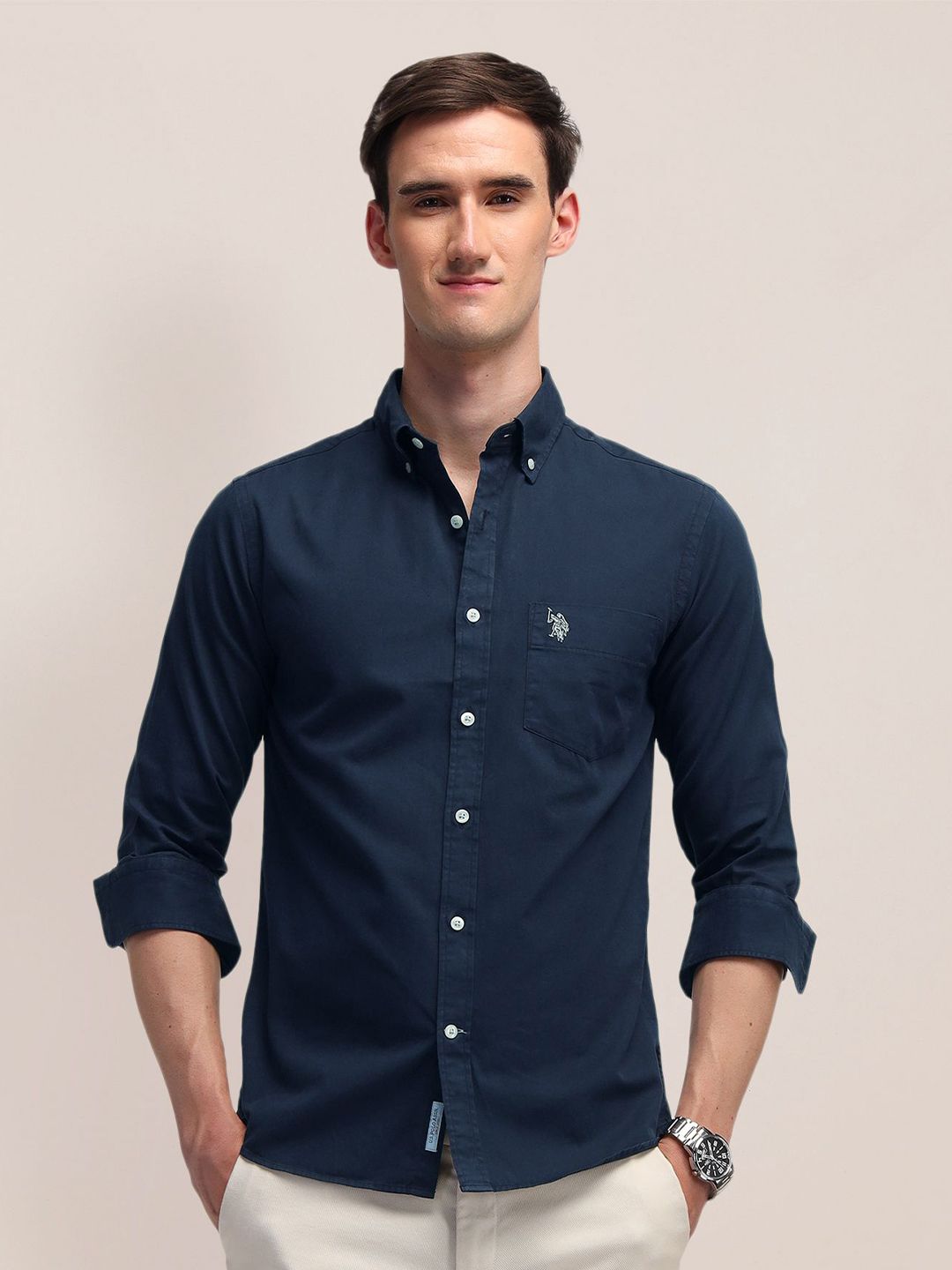 U.S. Polo Assn. Men Classic Button-Down Collar Solid Cotton Tailored Fit Casual Shirt-image-27