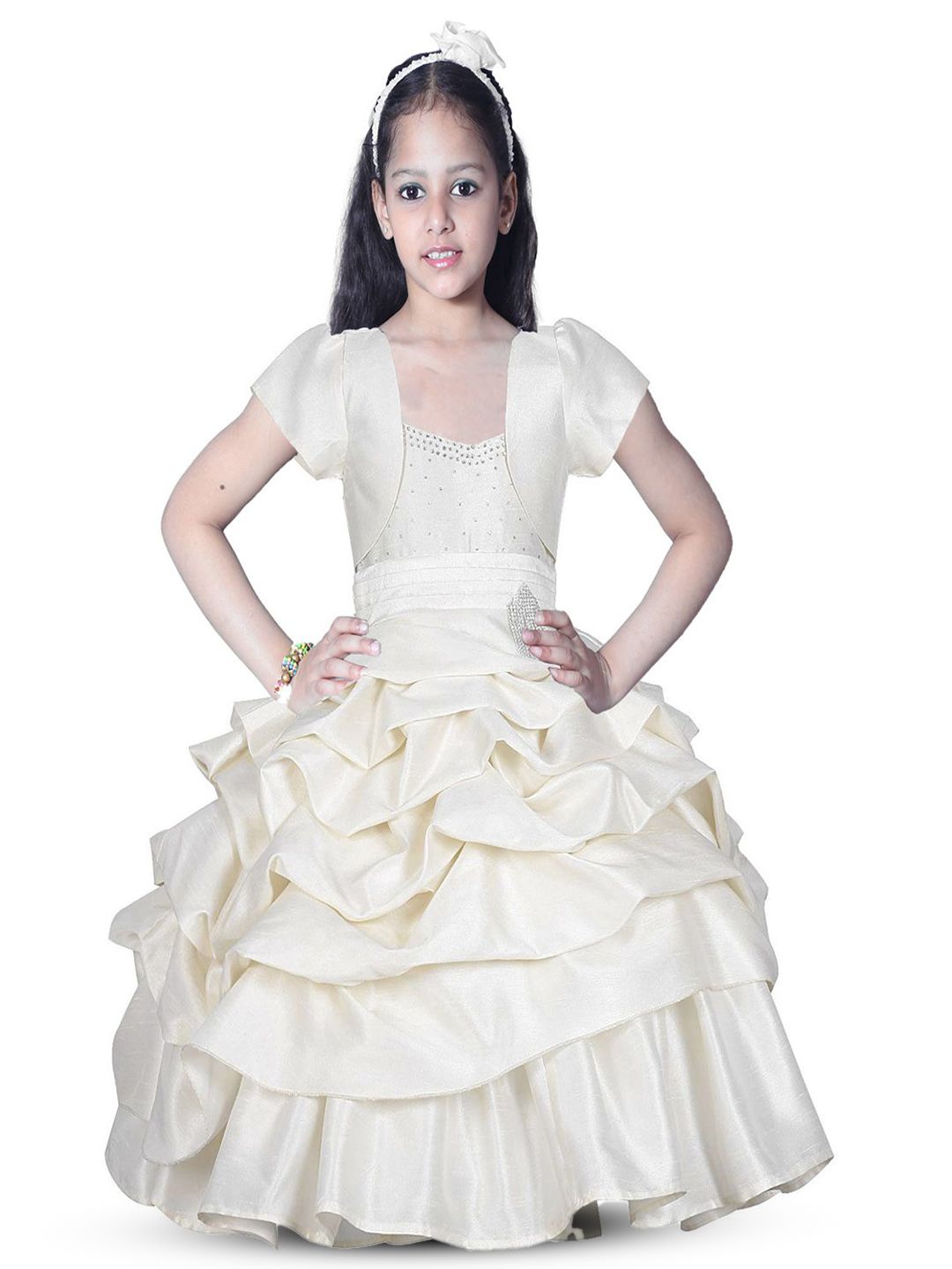 Wish little Girls Satin A-Line Maxi Dress-picture-40