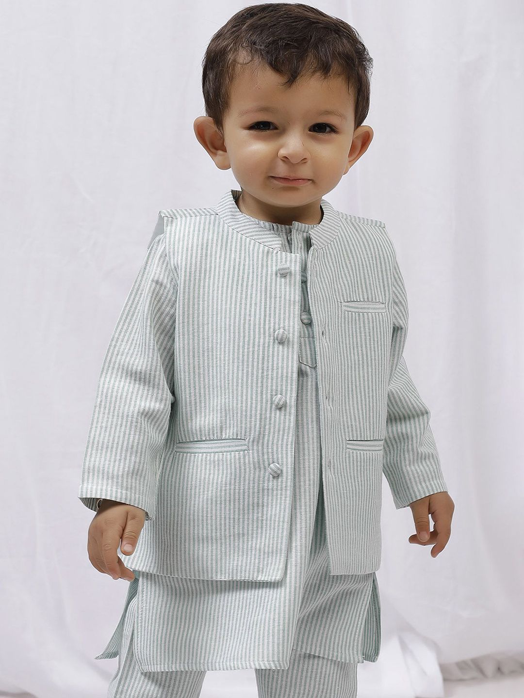 TJORI Boys Striped Pure Cotton Nehru Jackets-image-33