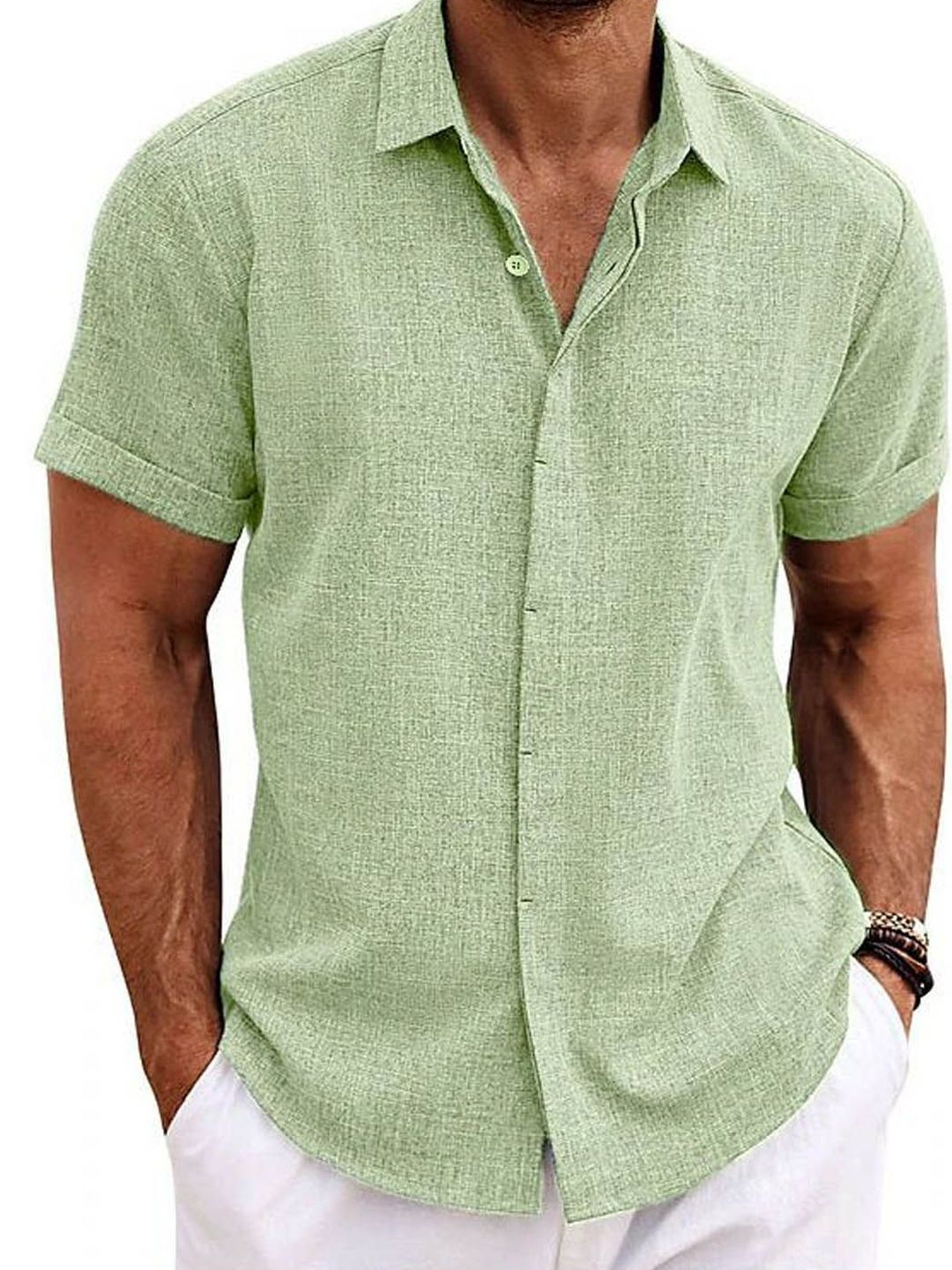 StyleCast Men Spread Collar Solid Cotton Casual Shirt-picture-13
