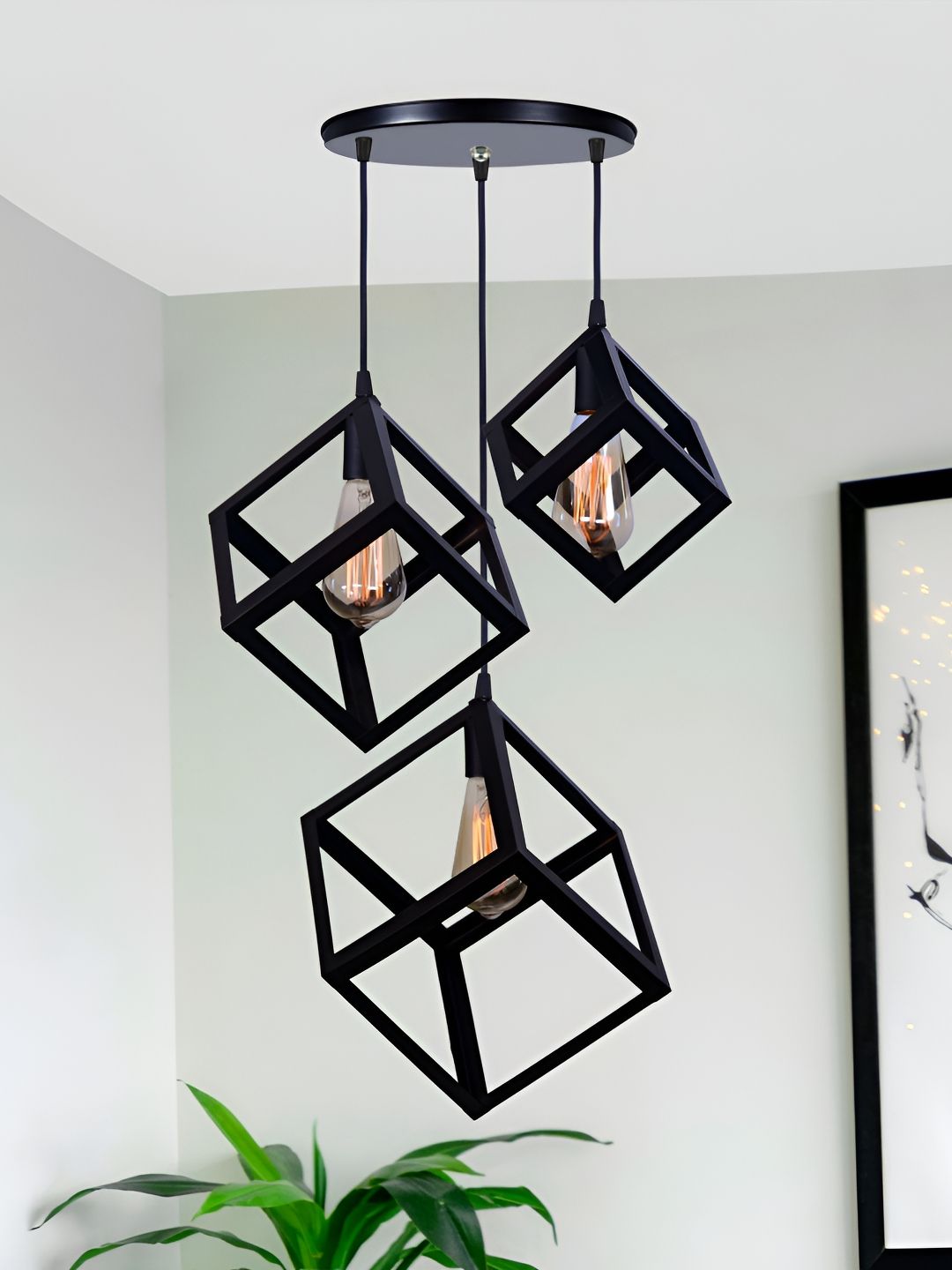 Homesake Black Contemporary 3-Light Cluster Pendant Ceiling Lamp-picture-38