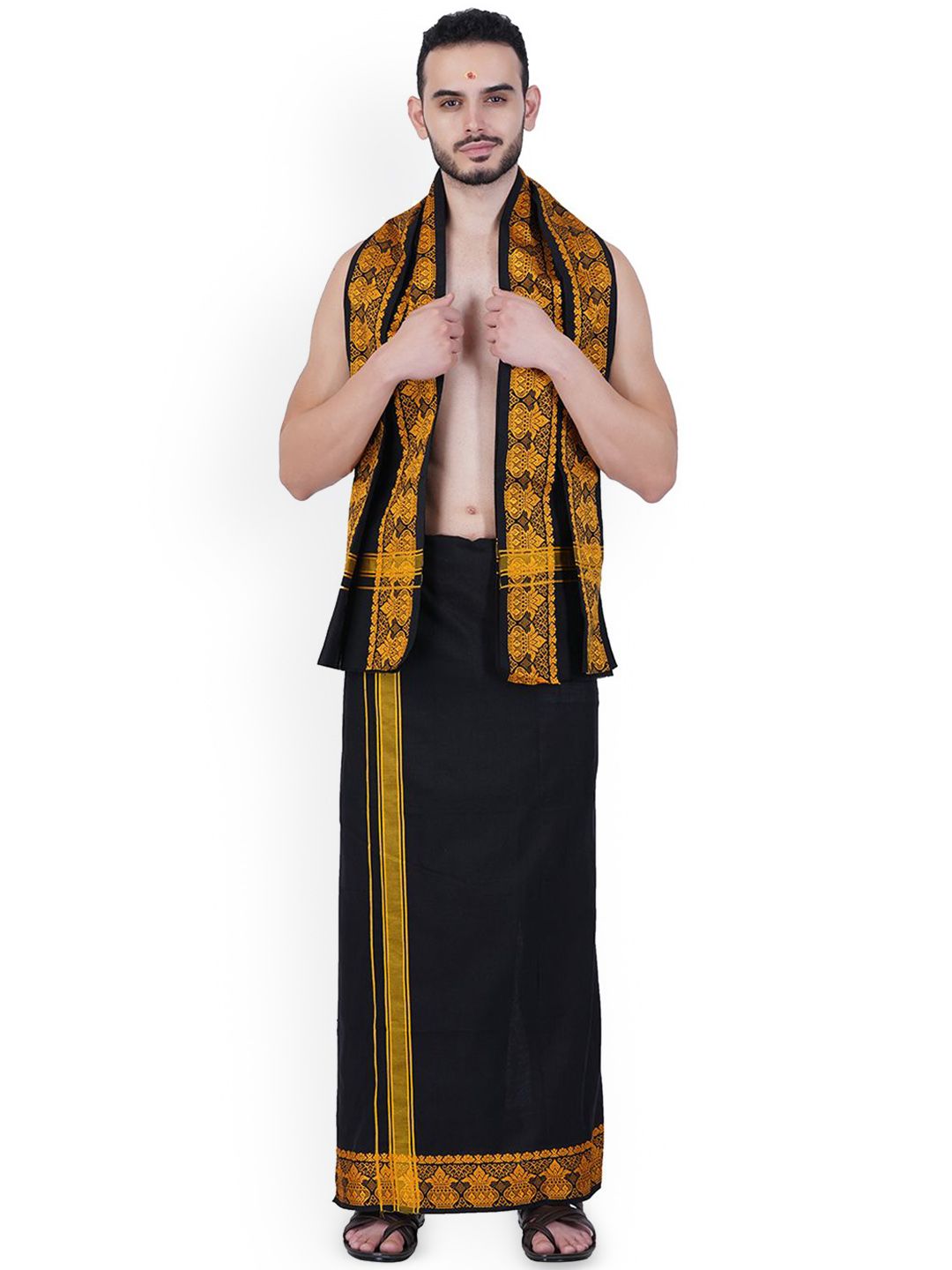 Ethazh Men Cotton Dhoti with Angavastram-picture-10