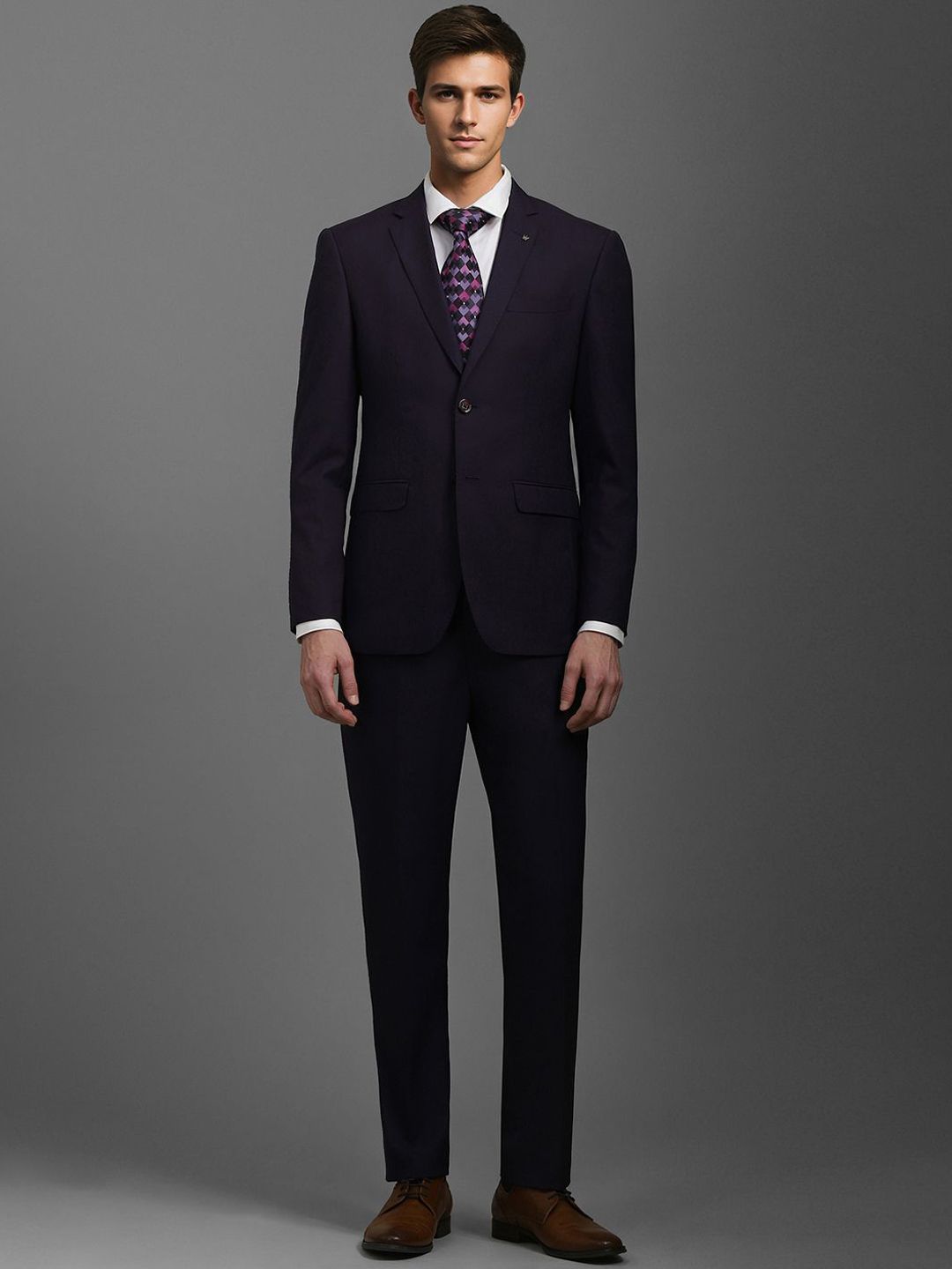 Louis Philippe Self-Design Slim-Fit Single-Breasted Two-Piece Formal Suits-picture-12