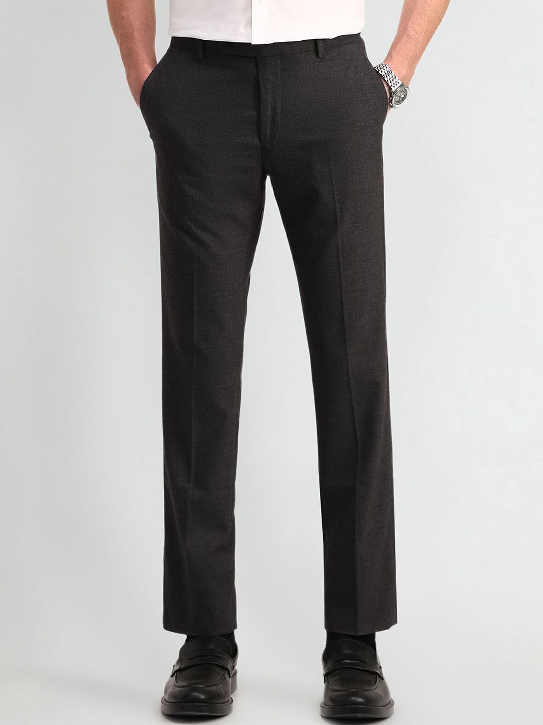 Arrow Men Urban Slim Slim Fit Charcoal Trousers-picture-42