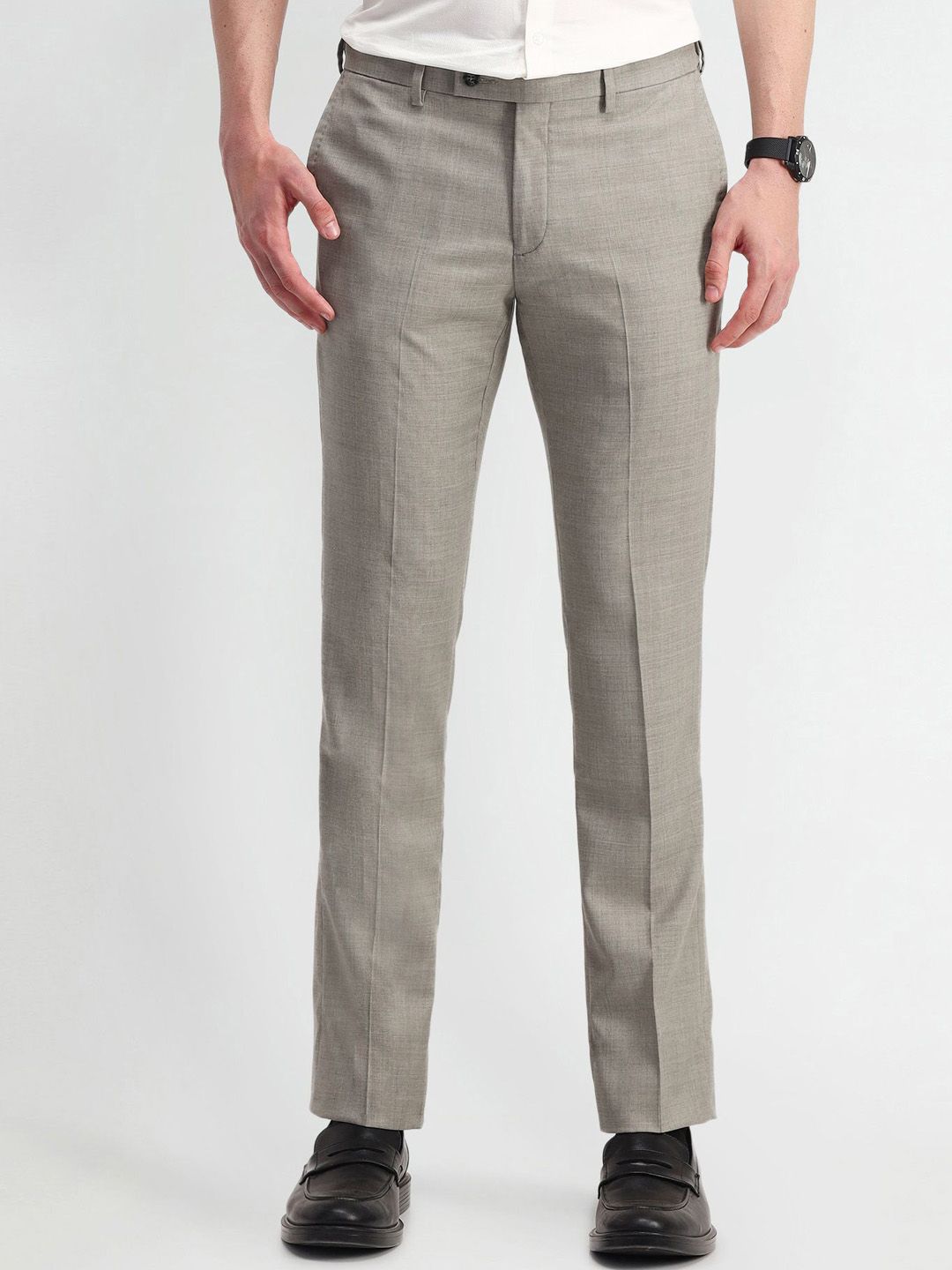 Arrow Men Textured Urban Slim Slim Fit Trousers