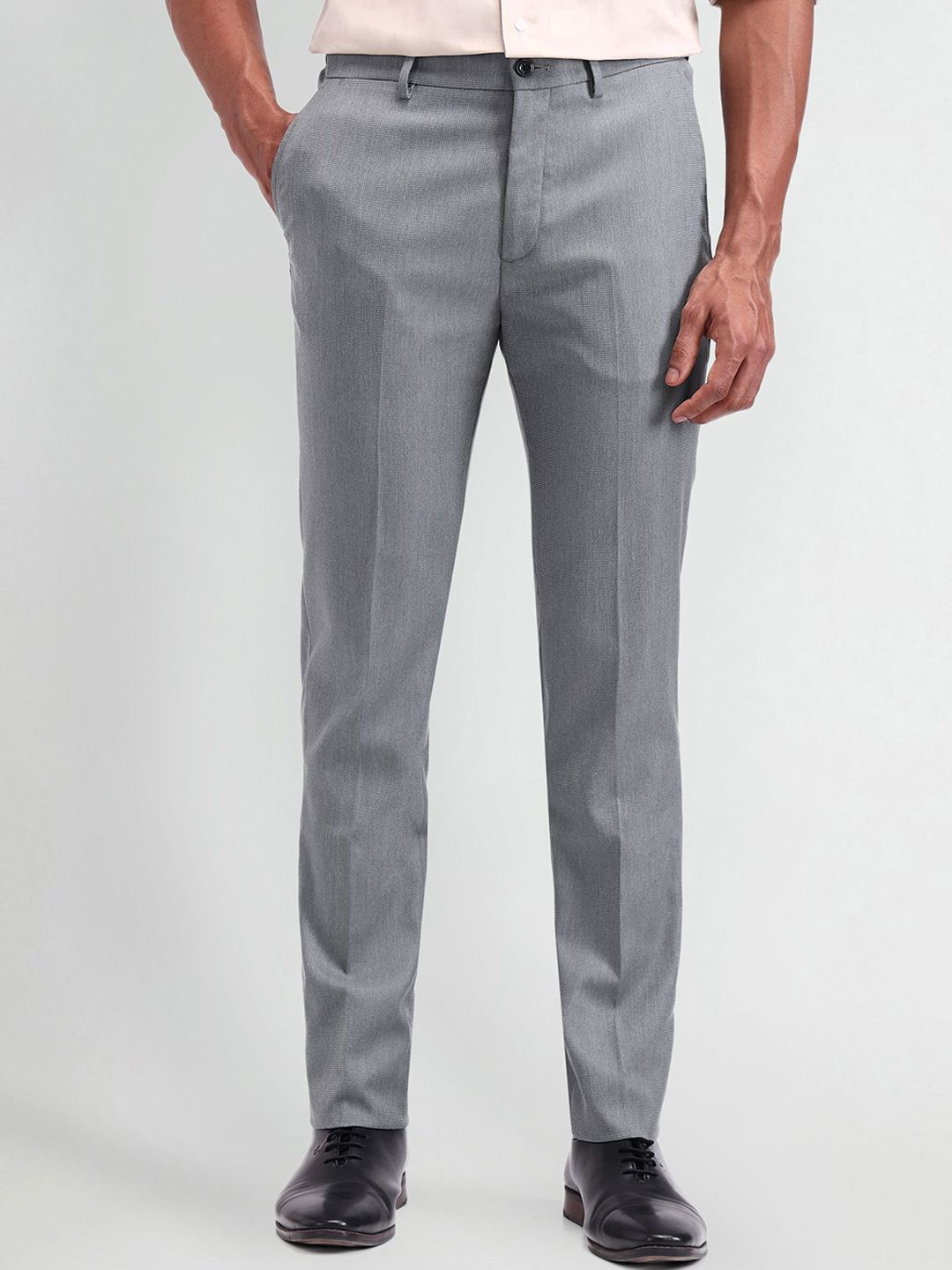 Arrow New York Men Textured Urban Slim Slim Fit Trousers