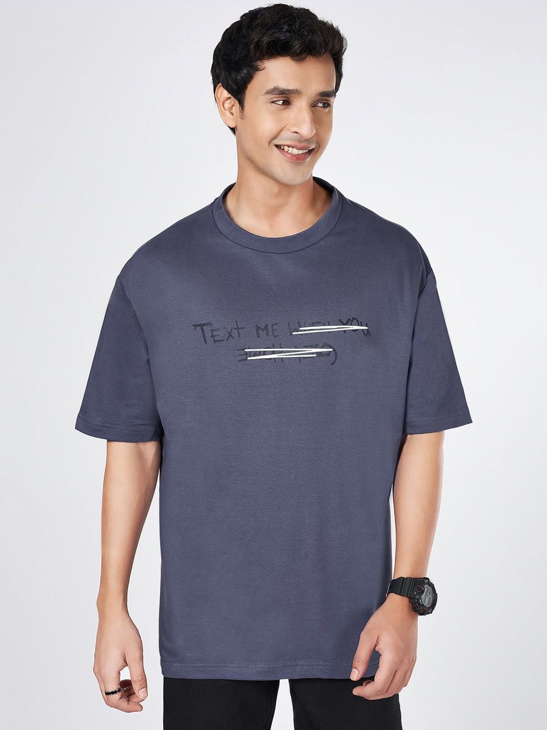 People Men Typography Printed Round Neck Cotton Boxy T-shirt-picture-24