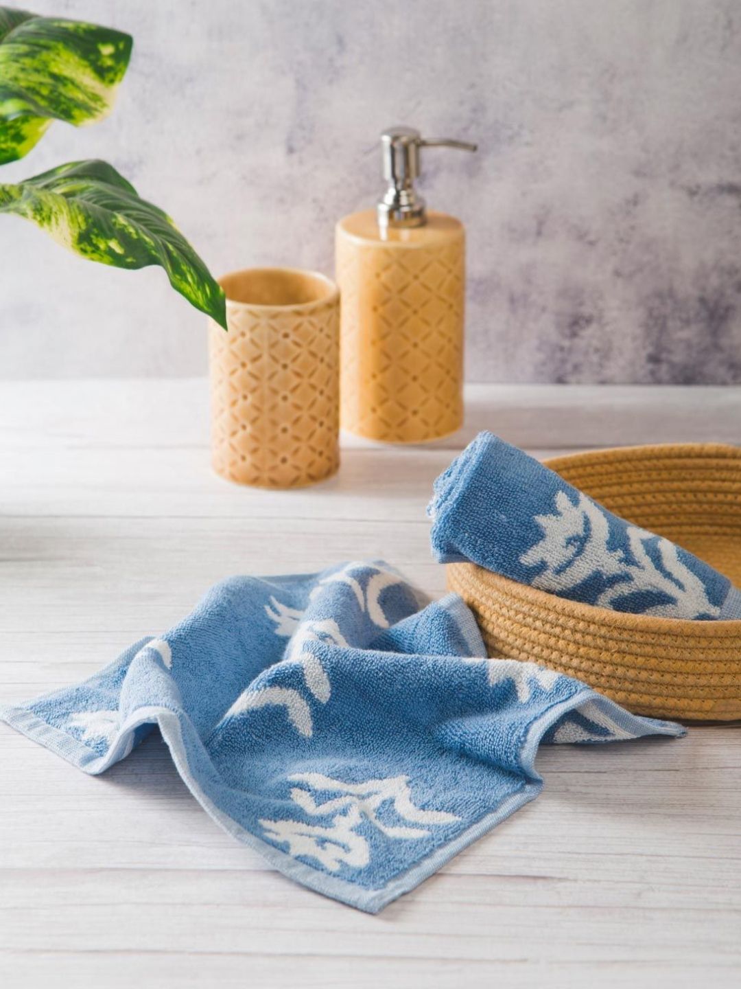 Fabindia Blue 2 Pieces Cotton Woven Face Towel-image-12