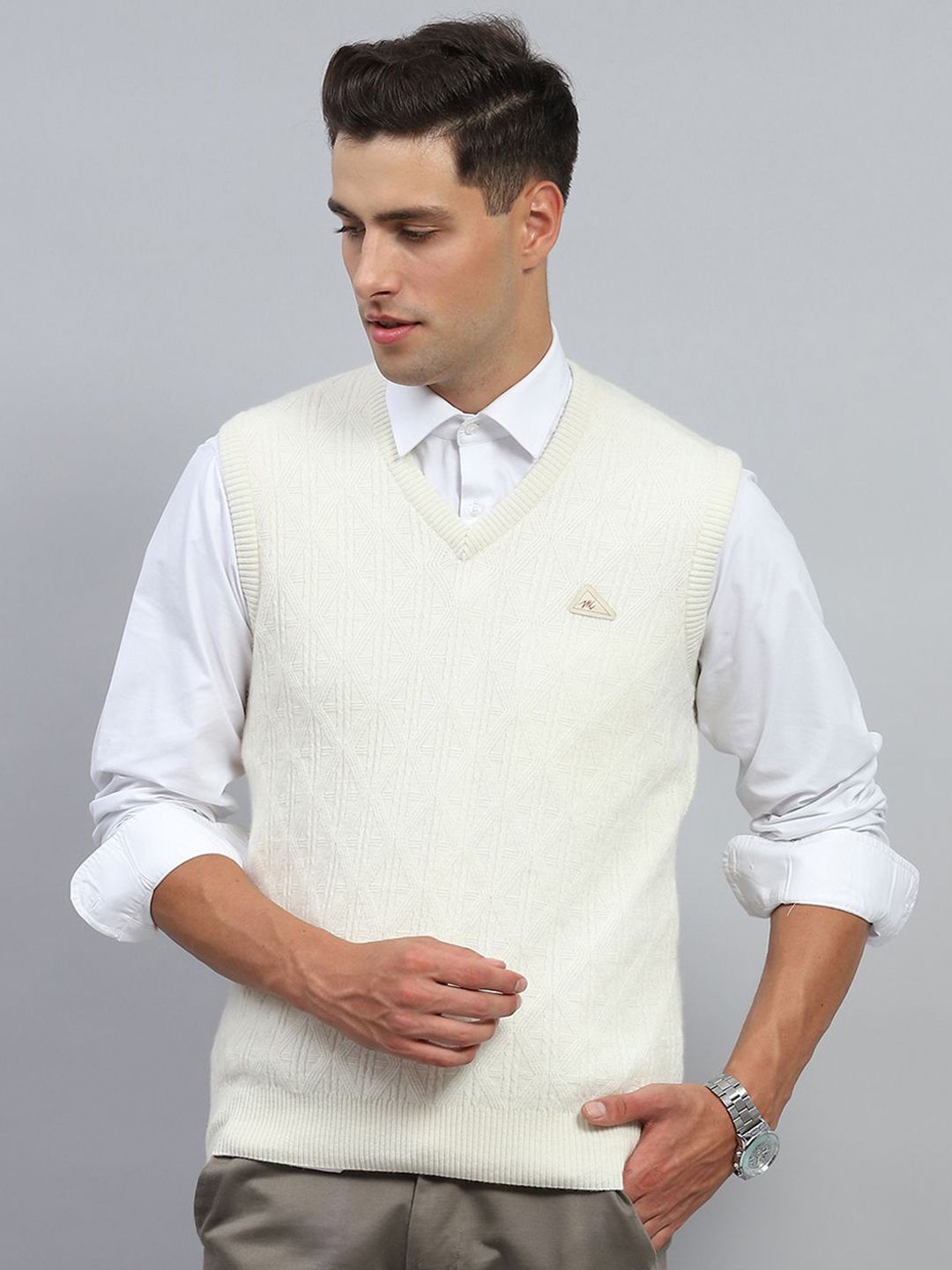 Monte Carlo Men Cable Knit Woollen Sweater Vest-picture-37