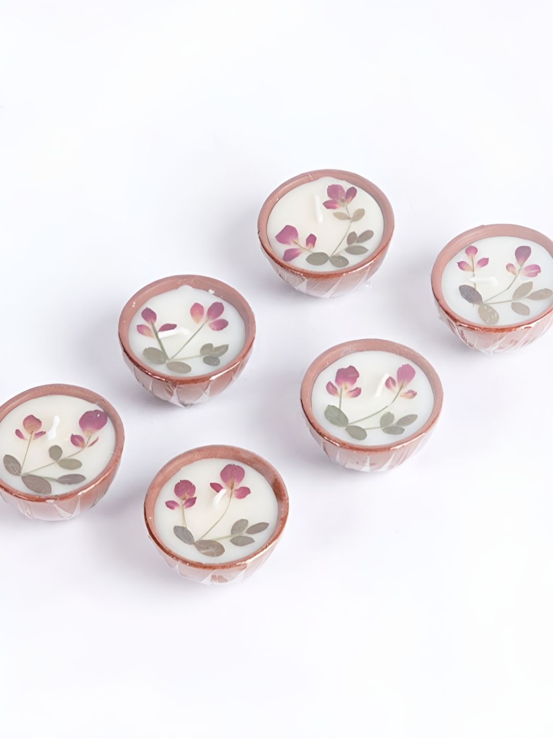 Aromatic Fables White & Pink 6 Pieces Scented Diyas Candles-picture-24