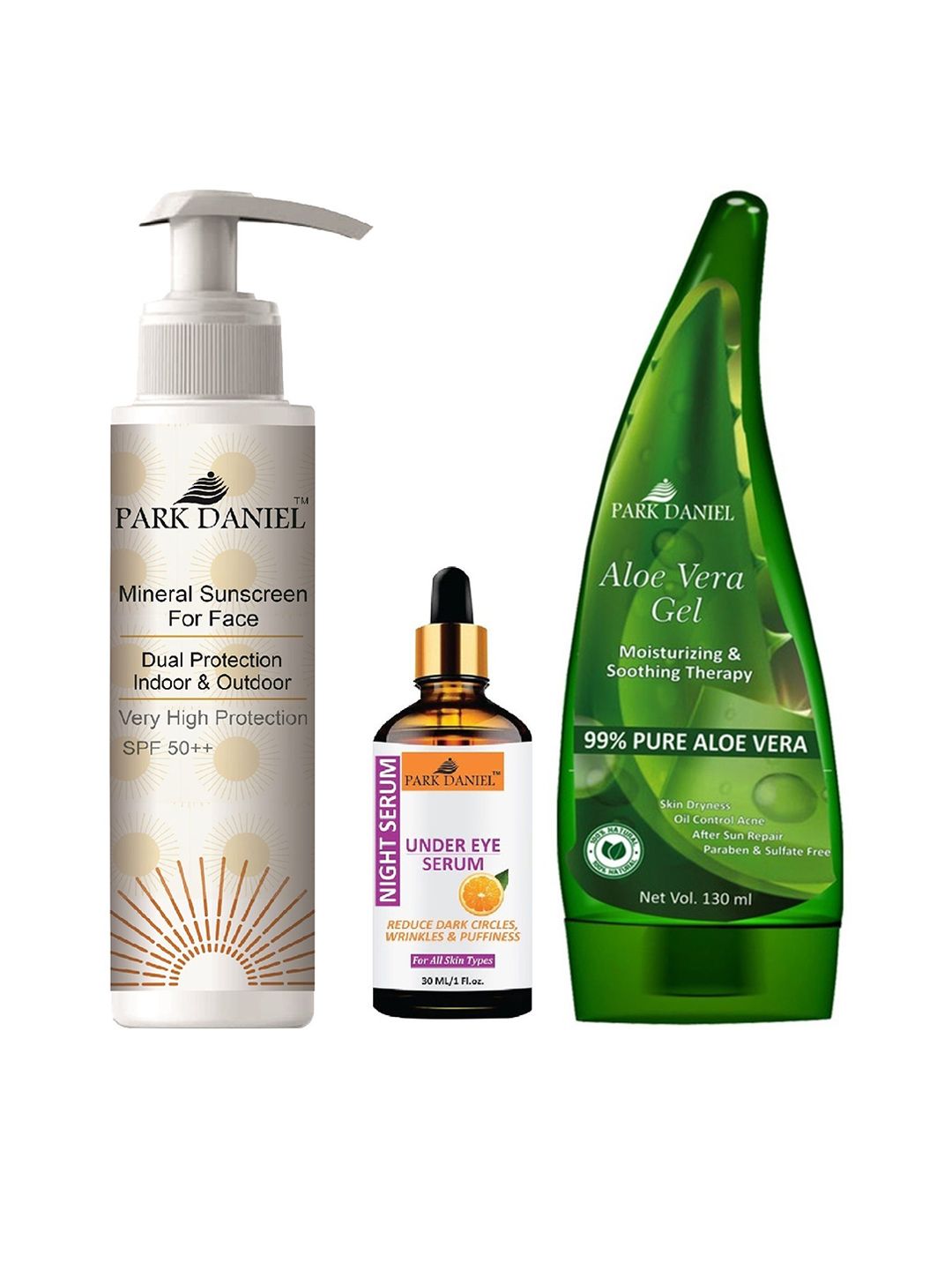 Park Daniel Set Of 3 Aloe Vera Gel - 130 ml & Under Eye Serum - 30 ml & Sunscreen - 100 ml-image-46