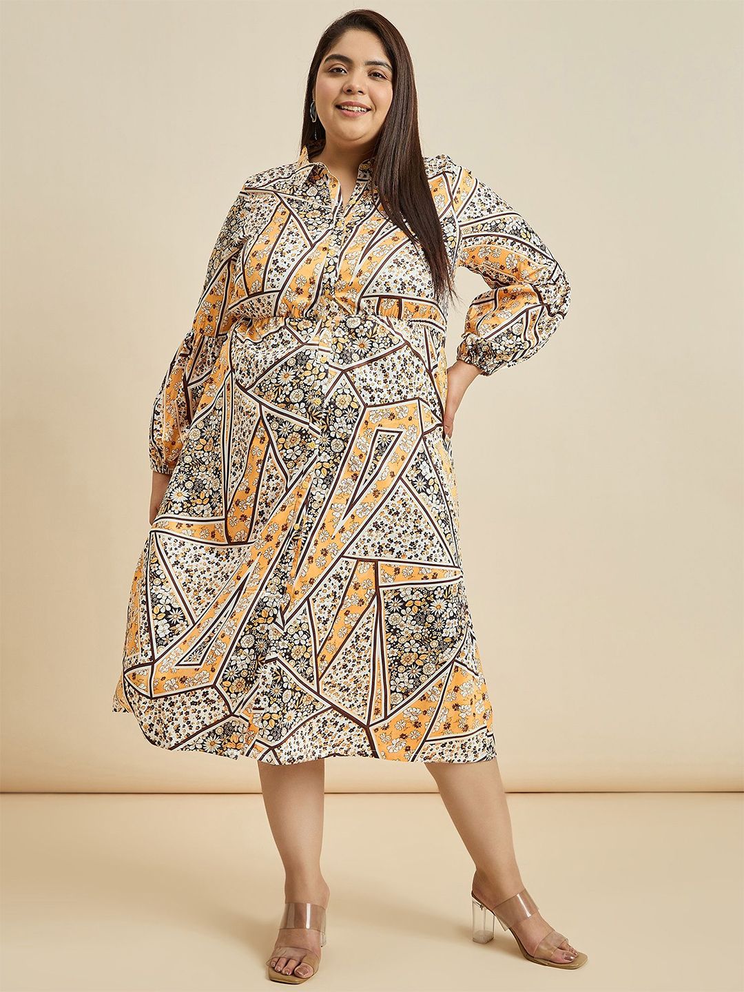 Sztori Women Floral Printed A-Line Midi Dress-picture-45
