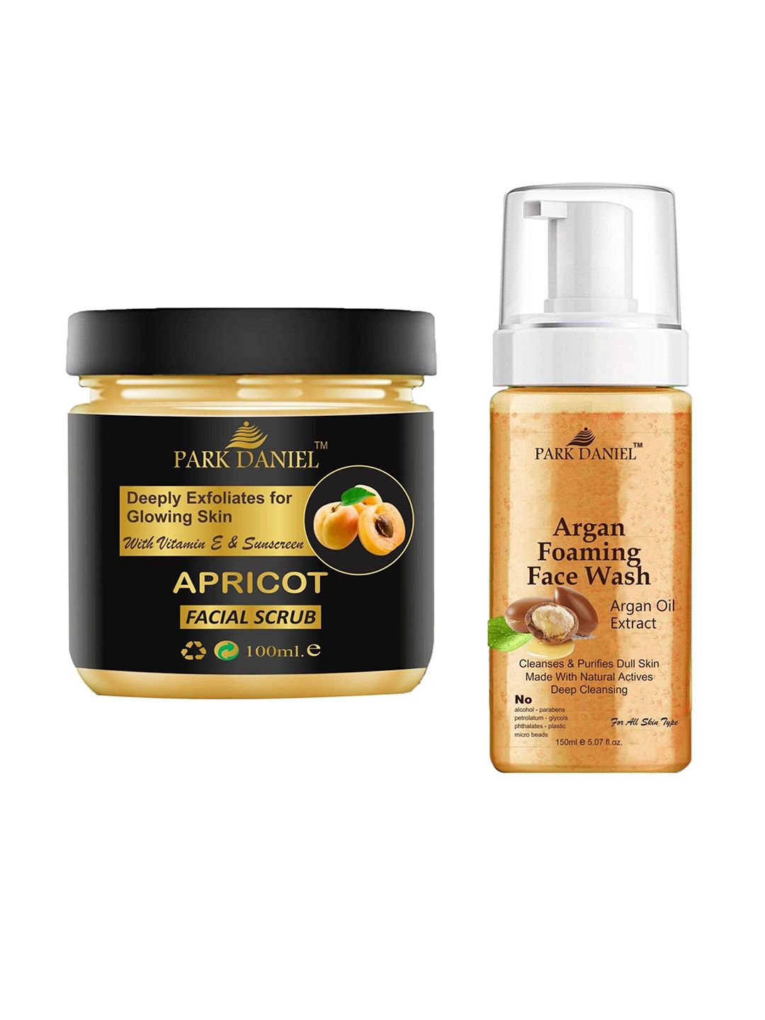 Park Daniel Set Of 2 Apricot Facial Scrub - 100 ml & Argan Foaming Face Wash - 150 ml-image-46