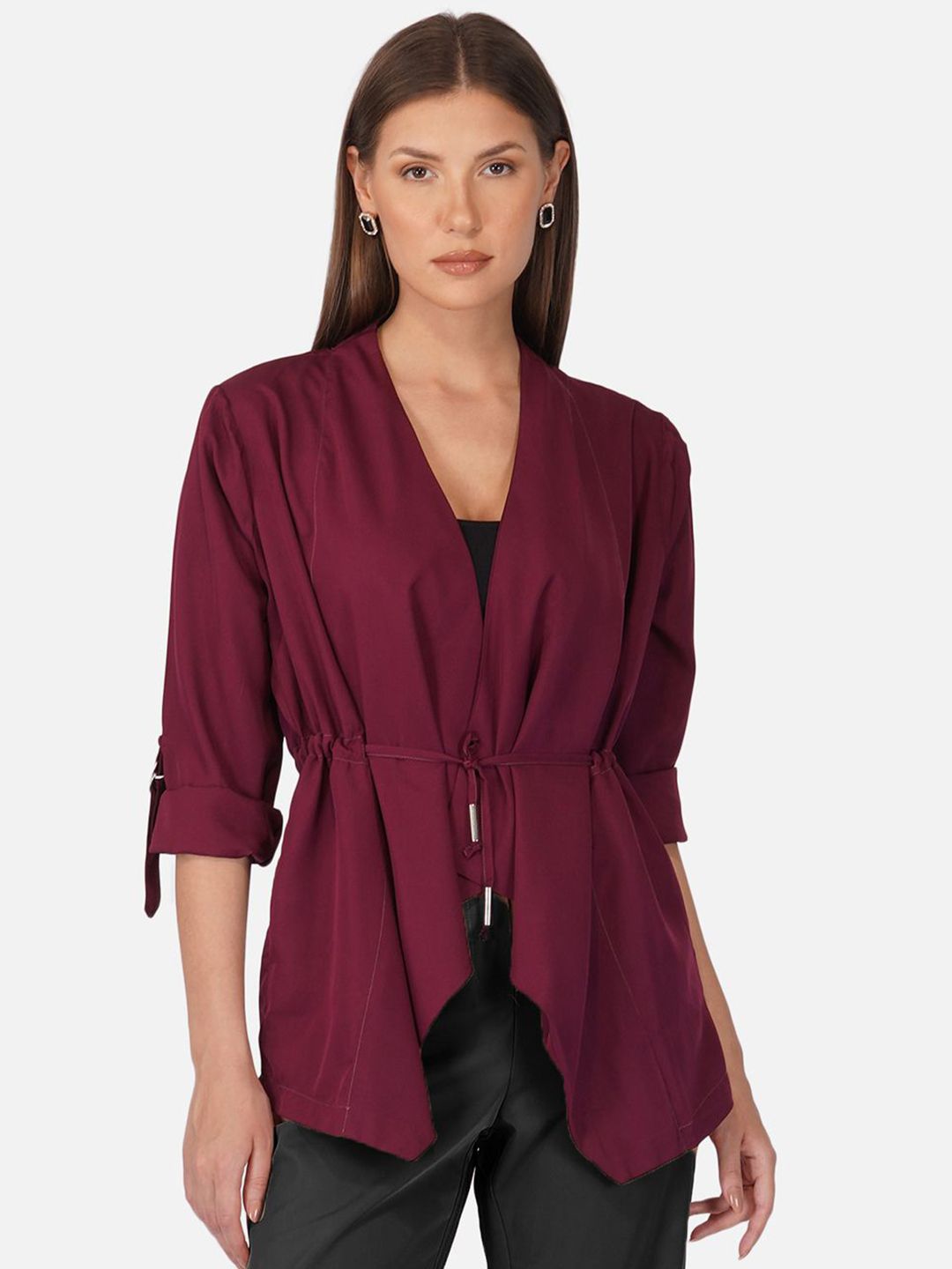 PURYS WORKSPACE V Neck Tie-Up Shrug-image-39