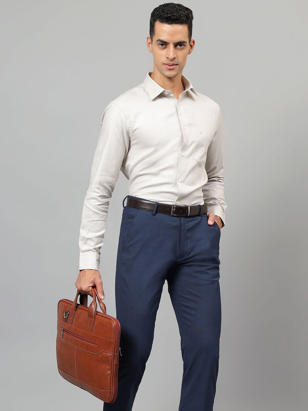 Cantabil Men Spread Collar Geometric Printed Cotton Formal Shirt-picture-29