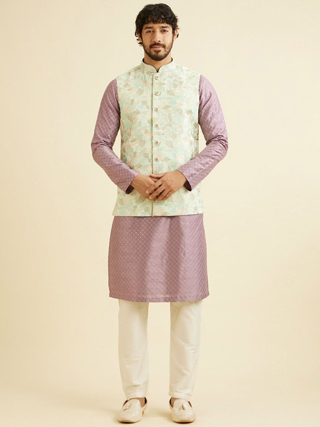 Manyavar Men Embroidered Woven Nehru Jackets-picture-39