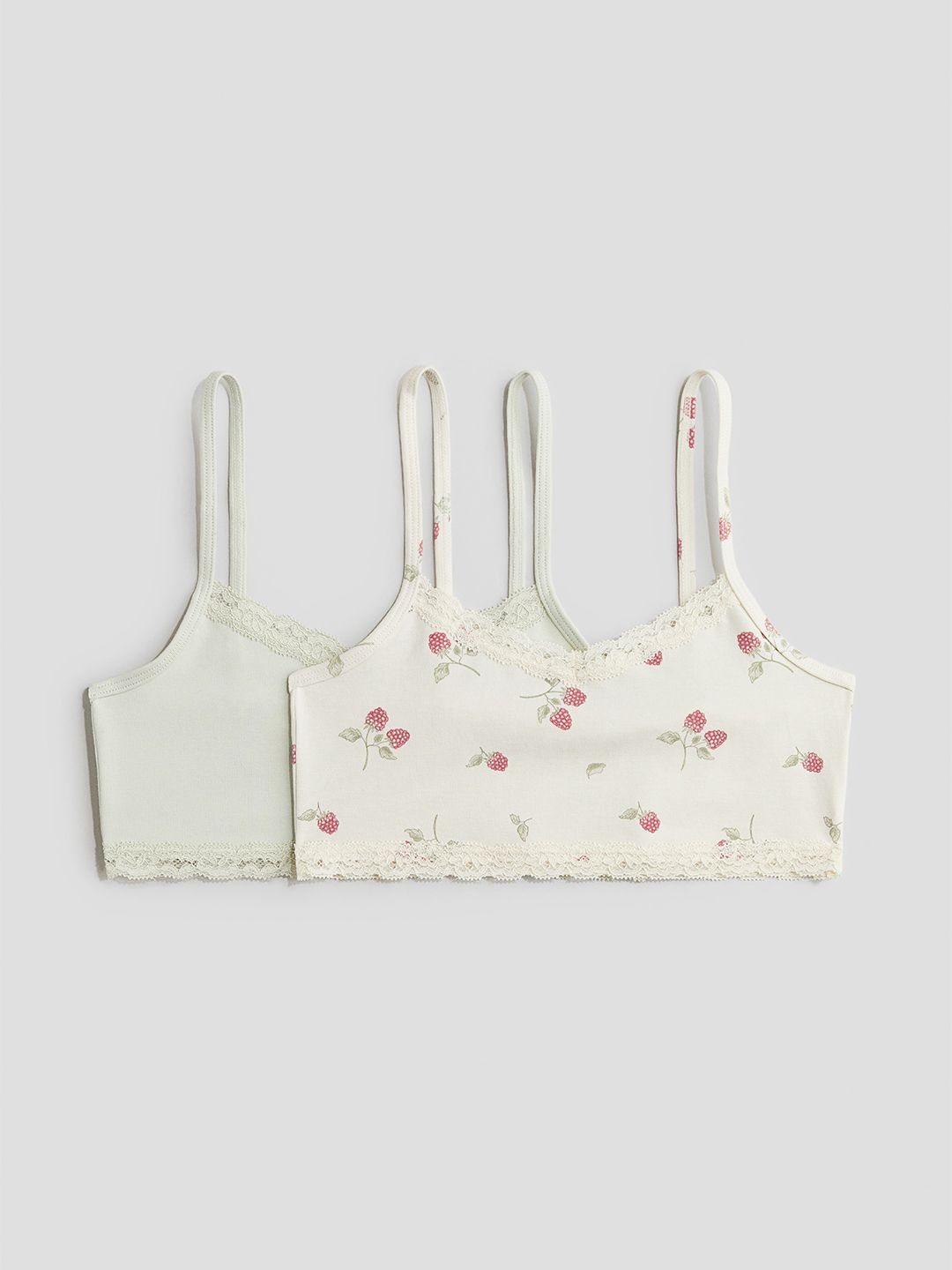 H&M Girls Pack Of 2 Lace-Trimmed Strappy Tops-picture-51