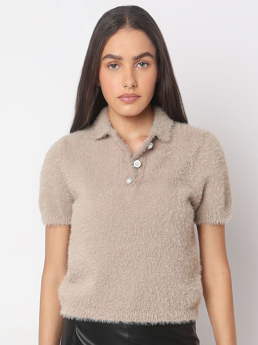 Vero Moda Women Solid Self Design Pullover with Fuzzy Detail-picture-20