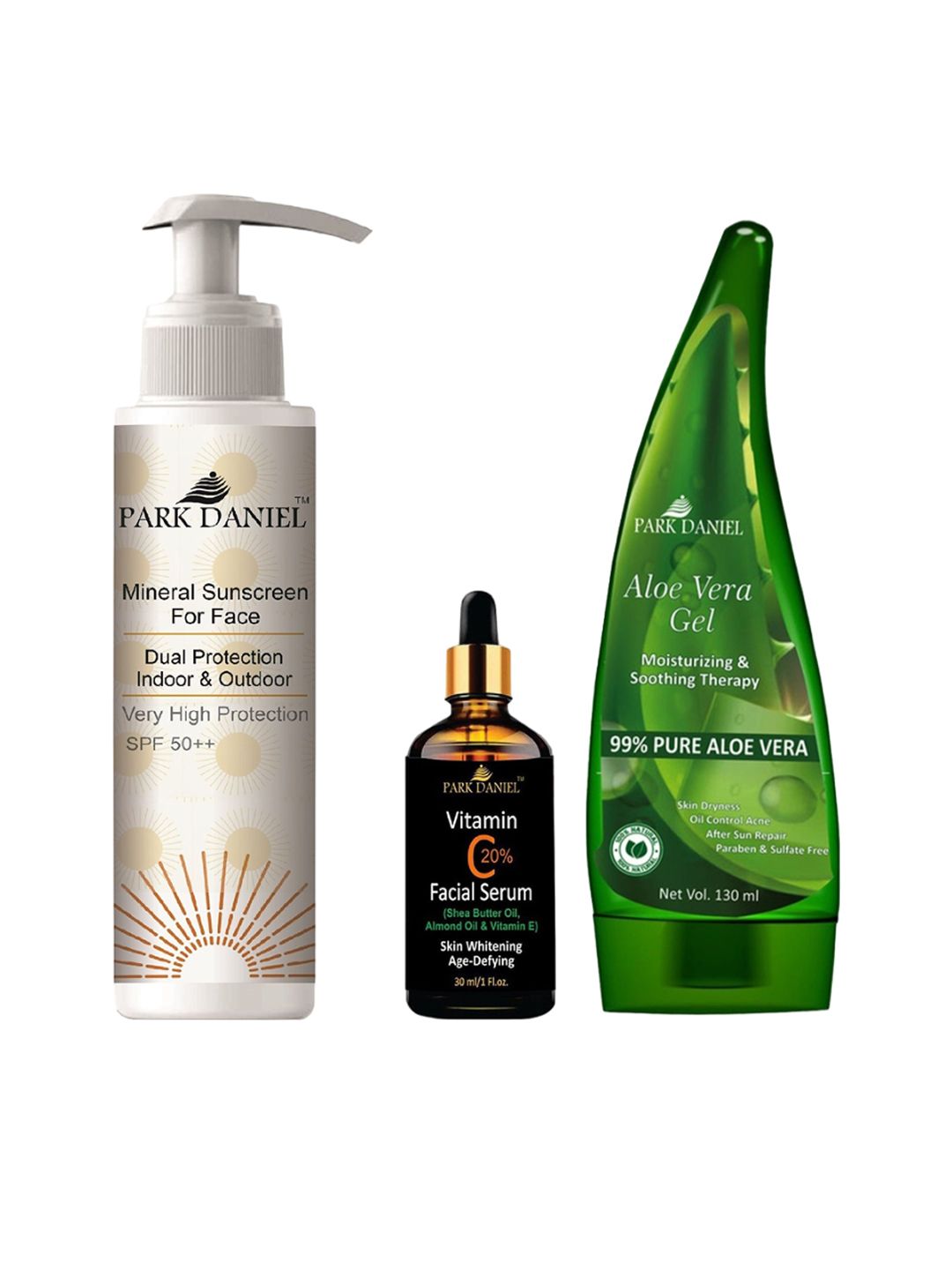 Park Daniel Set Of 3 Mineral Sunscreen 100ml with Facial Serum 30ml & Aloe Vera Gel 130ml-image-4