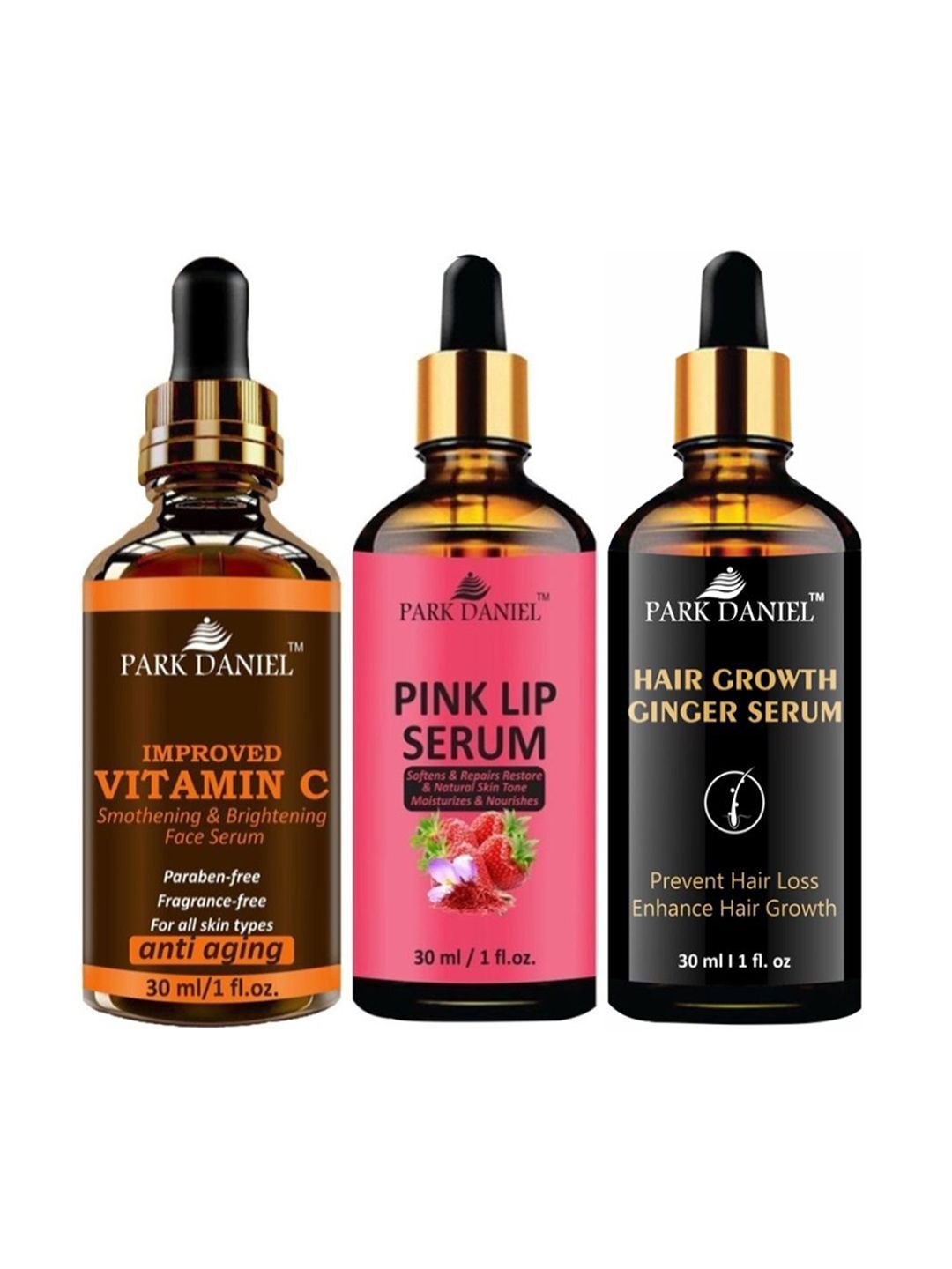 Park Daniel Set Of 3 Vitamin C Serum With Pink Lip Serum & Hair Growth Serum - 30 ml Each-picture-14