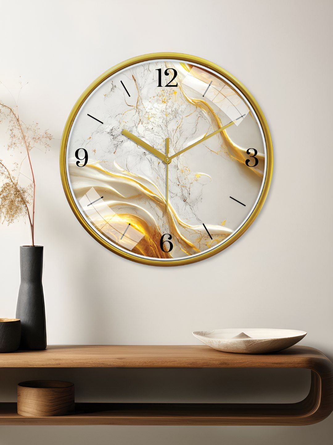 RANDOM Gold-Toned & White Printed Contemporary Wall Clock-picture-17