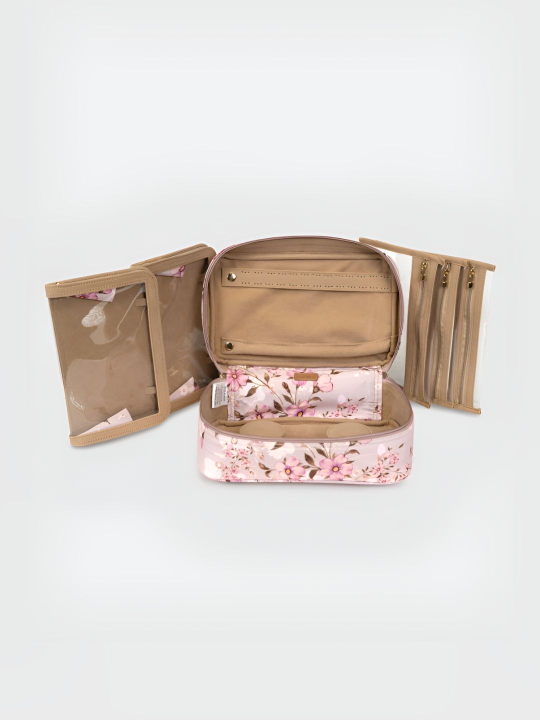 D'oro Pink & Beige Printed Makeup Organiser-image-48