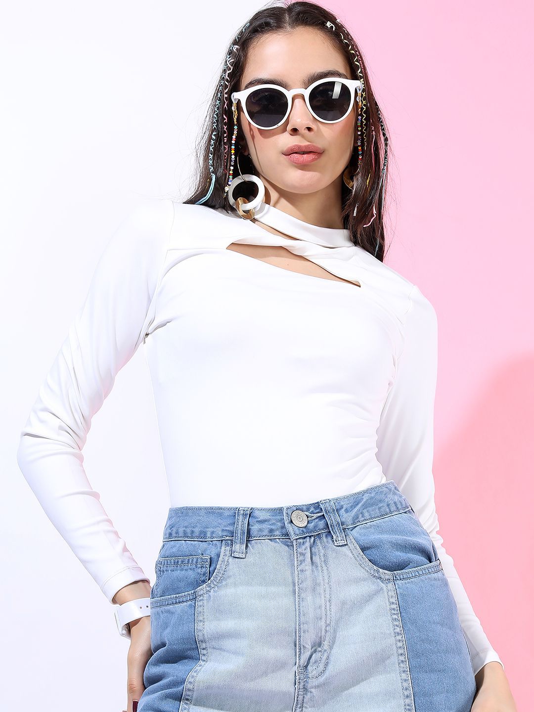 Tokyo Talkies Women Long Sleeves Solid Bodysuit-picture-14