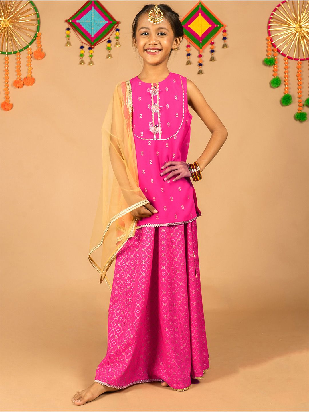 HERE&NOW Girls Printed Ready to Wear Lehenga & Blouse With Dupatta-picture-25