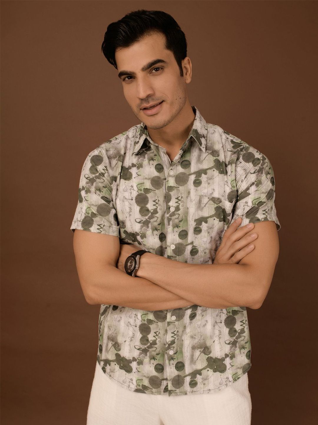 BAESD Men Standard Spread Collar Abstract Printed Polycotton Casual Shirt-picture-32