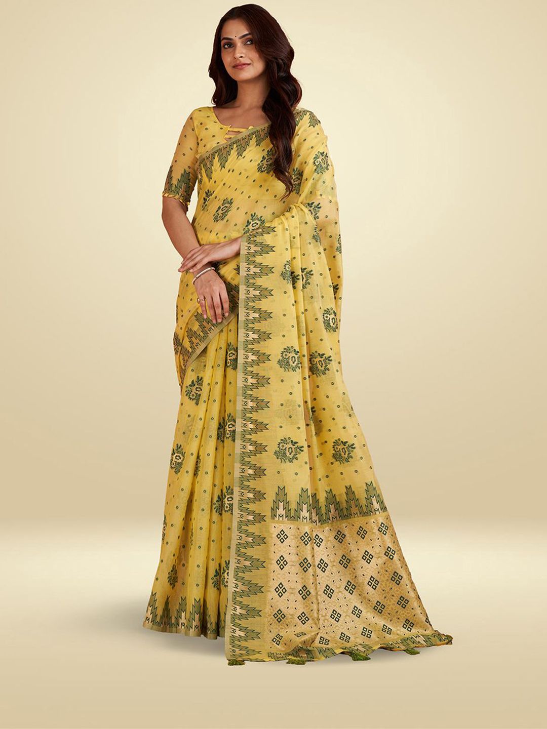 Buy SARHA Ethnic Motifs Woven Design Pure Cotton Saree - Sarees for