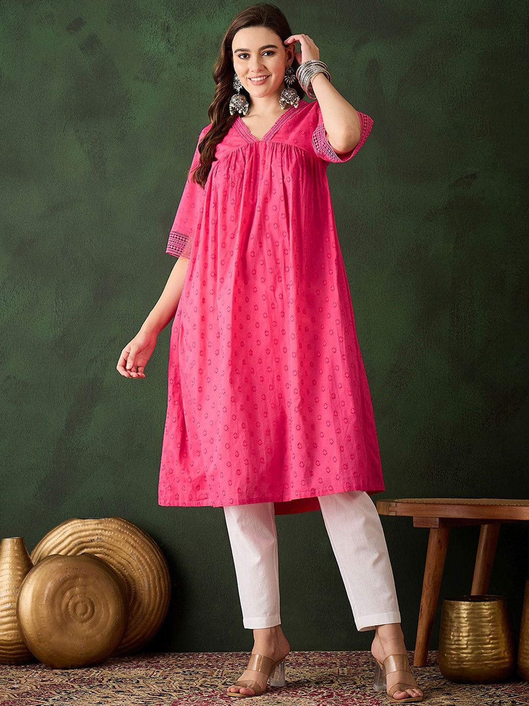 Sangria Printed Pure Cotton A-Line Kurtas-picture-21