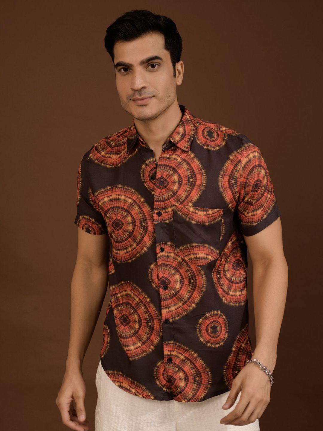 BAESD Men Standard Spread Collar Abstract Printed Polycotton Casual Shirt-picture-29