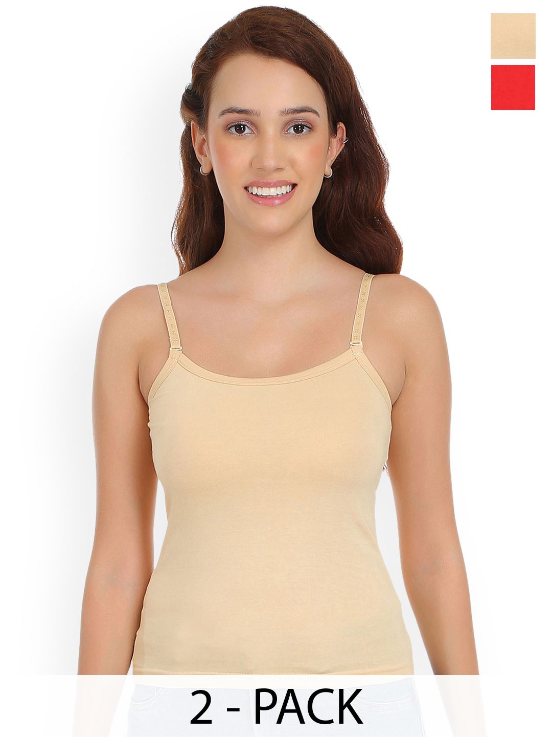 SELFCARE Women Pack Of 2 Non-Padded Self Design Cotton Camisoles