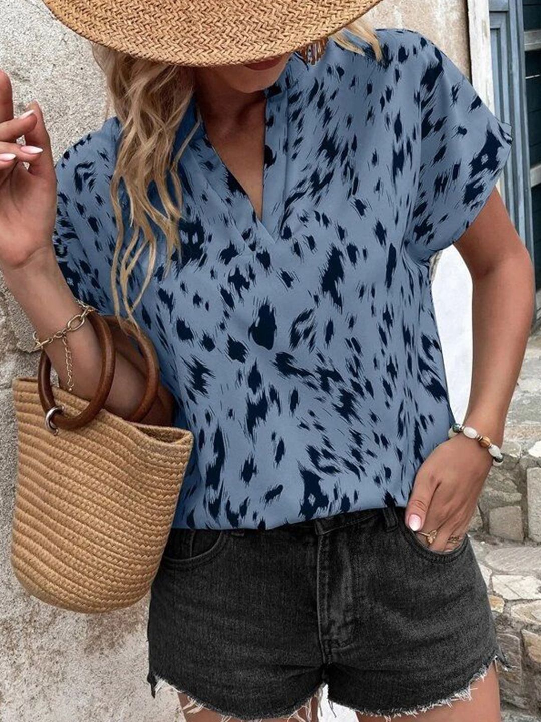 Stylecast X Slyck Animal Printed Mandarin Collar Top-picture-16