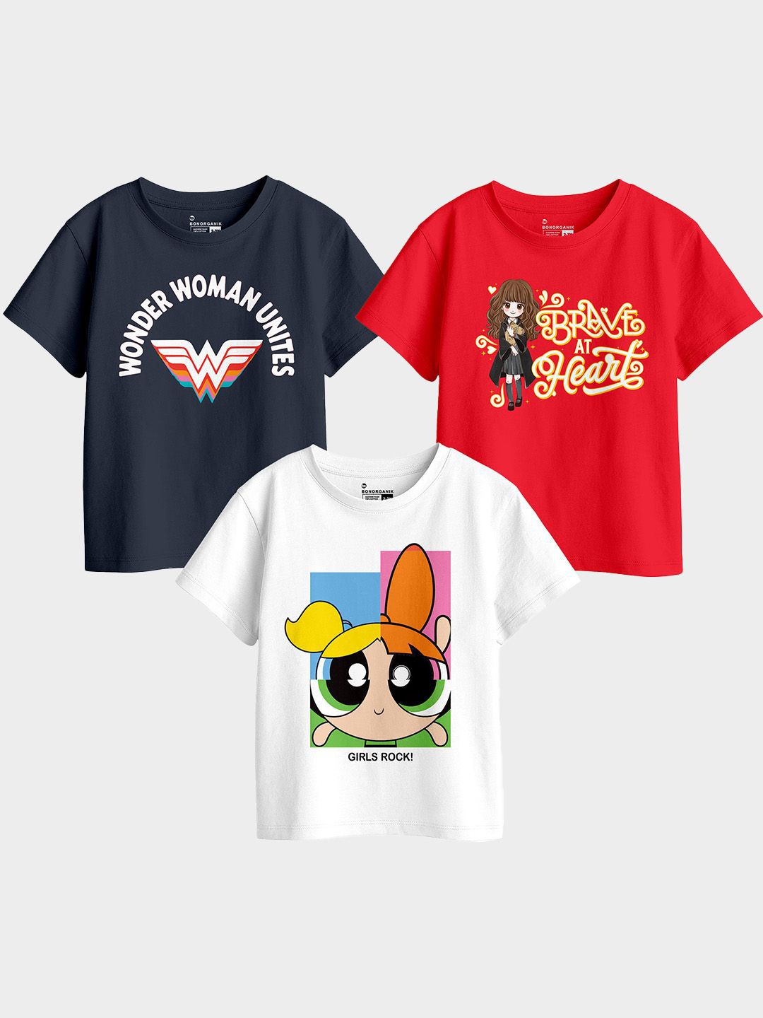 BonOrganik Girls 3 Printed Extended Sleeves T-shirt-picture-43