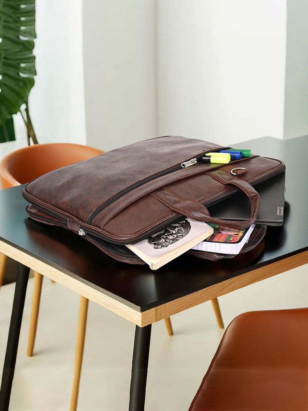 Kuber Industries Unisex Leather Laptop Bag-picture-49